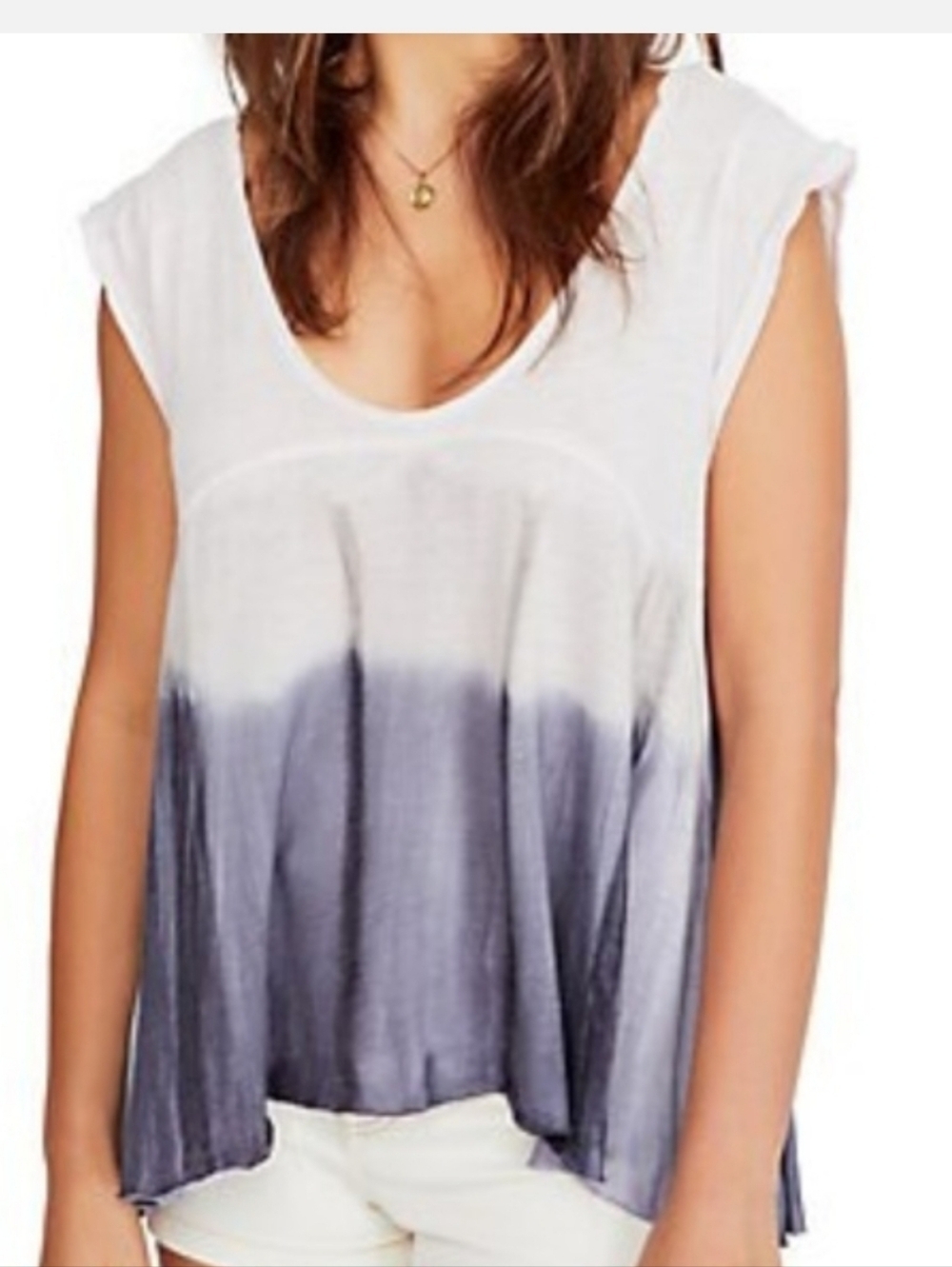We The Free Pink to Gray Ombre Scoop Tank Size S Oversized